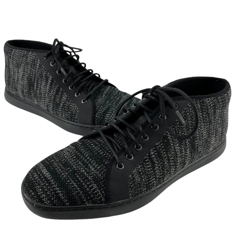 FitFlop Andor Lace Up High Top Knit Sneaker Marled Black Gray Mens sz 11 Chukka